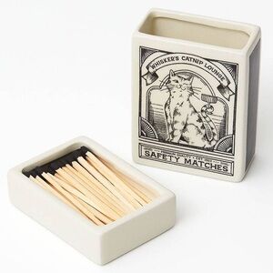 NWT Paper Source Vintage Cat Ceramic Matchbox